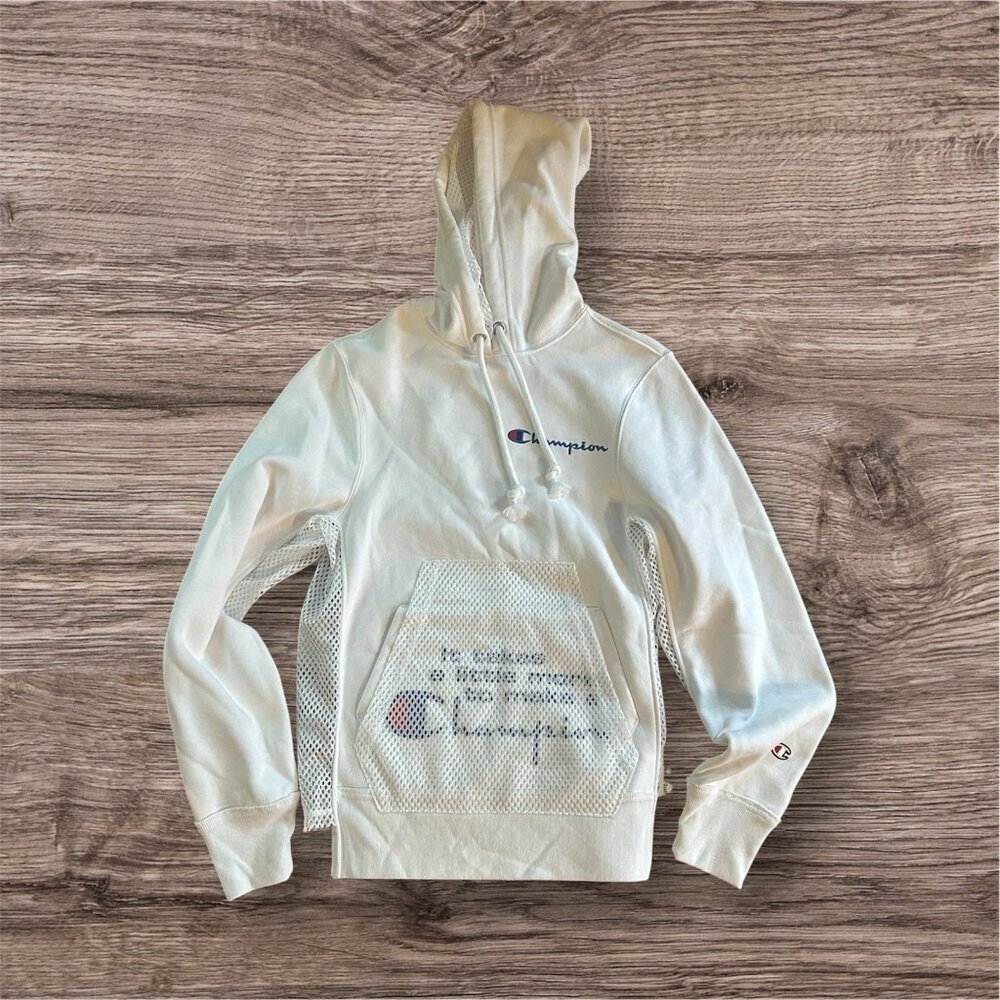 Champion Men's Reverse Weave Shift Pull Over Hoodie White Mesh NWT Size‎ XS